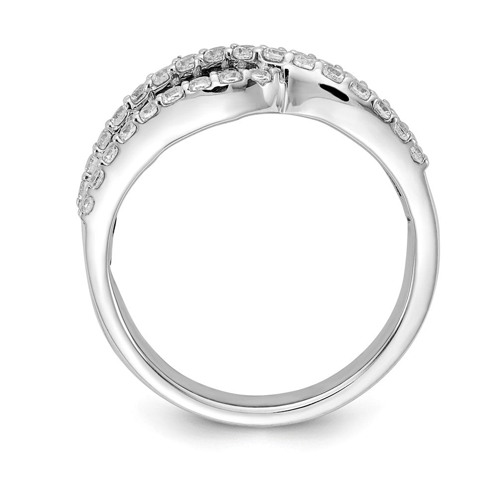 14k White Gold Baguette Blue Sapphire and 5/8 carat Diamond Bypass Ring