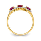 14k 4x3mm Oval Composite Ruby and 1/8 carat Diamond 3-Stone Ring