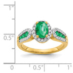 14k 7x5mm Oval Emerald and 1/3 carat Diamond Halo Ring
