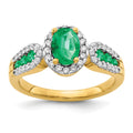 14k 7x5mm Oval Emerald and 1/3 carat Diamond Halo Ring