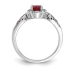 14k White Gold 7x5mm Oval Ruby and 1/3 carat Diamond Halo Ring
