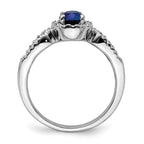 14k White Gold 7x5mm Oval Blue Sapphire and 1/3 carat Diamond Halo Ring