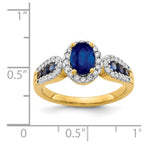 14k 7x5mm Oval Blue Sapphire and 1/3 carat Diamond Halo Ring