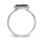 14k White Gold and Black Rhodium 1/6 carat Diamond and Ruby Square Cluster Ring