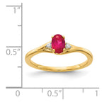 14k Diamond and 6x4mm Oval Ruby Ring