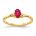 14k Diamond and 6x4mm Oval Ruby Ring