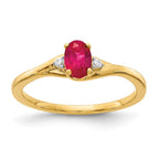 14k Diamond and 6x4mm Oval Ruby Ring