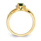14k 1/20 carat Diamond and 6x4mm Oval Emerald Ring
