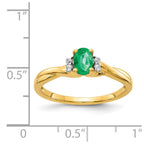 14k 1/20 carat Diamond and 6x4mm Oval Emerald Ring