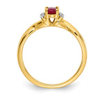 14k 1/20 carat Diamond and 6x4mm Oval Ruby Ring