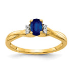 14k 1/20 carat Diamond and 6x4mm Oval Blue Sapphire Ring