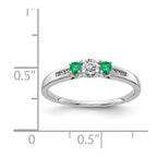 14k White Gold Emerald and 1/3 carat Diamond 3-Stone Ring