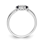 14k White Gold Blue Sapphire and 1/3 carat Diamond 3-Stone Ring