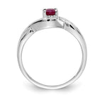 14k White Gold 5x4mm Oval Composite Ruby and 1/15 carat Diamond Ring