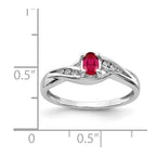 14k White Gold 5x4mm Oval Composite Ruby and 1/15 carat Diamond Ring