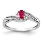 14k White Gold 5x4mm Oval Composite Ruby and 1/15 carat Diamond Ring