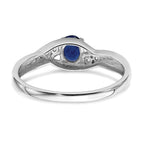 14k White Gold 5x4mm Oval Blue Sapphire and 1/15 carat Diamond Ring