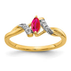 14k 1/20 carat Diamond and 6x3mm Marquise Ruby Ring