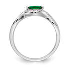 14k White Gold 1/20 carat Diamond and 6x3mm Marquise Emerald East-West Ring