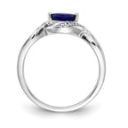14k White Gold 1/20 carat Diamond and 6x3mm Blue Marquise Sapphire East-West Ring