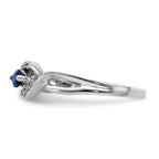 14k White Gold 1/20 carat Diamond and 6x3mm Blue Marquise Sapphire East-West Ring