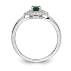 14k White Gold 6x4mm Oval Emerald and 1/10 carat Diamond Halo Ring