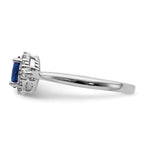 14k White Gold 6x4mm Oval Blue Sapphire and 1/10 carat Diamond Halo Ring