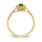 14k White Gold 1/10 carat Diamond and 5x3mm Oval Emerald Halo Ring