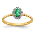 14k White Gold 1/10 carat Diamond and 5x3mm Oval Emerald Halo Ring