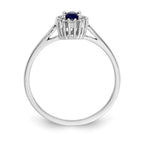 14k White Gold 1/10 carat Diamond and 5x3mm Oval Blue Sapphire Halo Ring