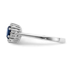 14k White Gold 1/10 carat Diamond and 5x3mm Oval Blue Sapphire Halo Ring