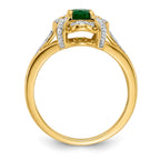 14k 1/5 carat Diamond and 7x5mm Oval Emerald Halo Ring