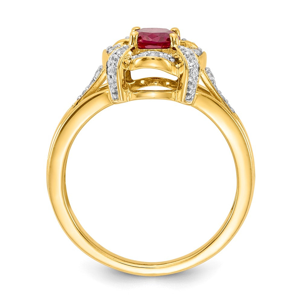 14k 1/5 carat Diamond and 7x5mm Oval Ruby Ring