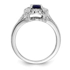 14k White Gold 1/5 carat Diamond and 7x5mm Oval Blue Sapphire Halo Ring