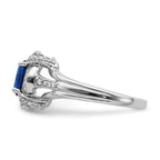 14k White Gold 1/5 carat Diamond and 7x5mm Oval Blue Sapphire Halo Ring