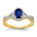 14k 7x5mm Oval Blue Sapphire and 1/5 carat Diamond Halo Ring