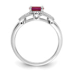 14k White Gold East-West 6x4mm Oval Ruby and 1/8 carat Diamond Ring