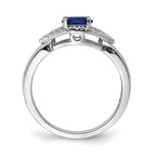 14k White Gold East-West 6x4mm Oval Blue Sapphire and 1/8 carat Diamond Ring