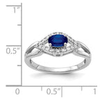 14k White Gold East-West 6x4mm Oval Blue Sapphire and 1/8 carat Diamond Ring