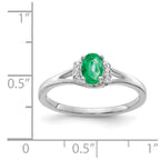 14k White Gold 1/15 carat Diamond and 6x4mm Oval Emerald Ring