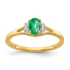 14k 1/15 carat Diamond and 6x4mm Oval Emerald Ring