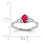 14k White Gold 1/15 carat Diamond and 6x4mm Oval Ruby Ring