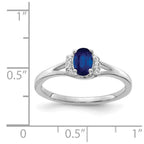 14k White Gold 1/15 carat Diamond and 6x4mm Oval Blue Sapphire Ring