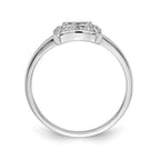 14k White Gold Square Design Emerald Cluster and 1/8 carat Diamond Ring