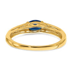14k Oval East-West Blue Sapphire and 1/15 carat Diamond Ring