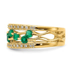 14k Round Emerald and 1/8 carat Diamond Fancy Ring