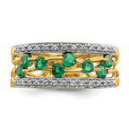 14k Round Emerald and 1/8 carat Diamond Fancy Ring