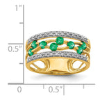 14k Round Emerald and 1/8 carat Diamond Fancy Ring