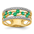 14k Round Emerald and 1/8 carat Diamond Fancy Ring