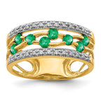 14k Round Emerald and 1/8 carat Diamond Fancy Ring